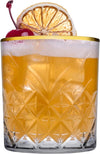 Set 4pz Bicchiere In Vetro Design Elegante Con Bordino Dorato 34,5cl Per Whisky Cocktail