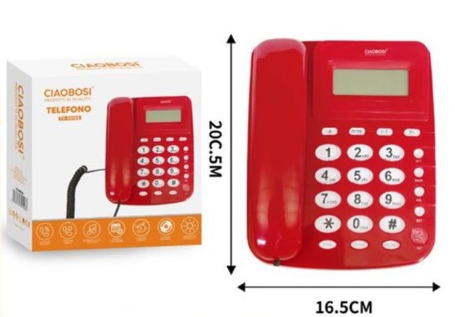 Telefono Fisso Con Display Lcd Id Chiamante Tasti Grandi Design Ergonomico Tx-39108