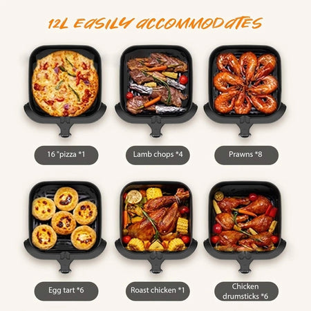 Friggitrice Ad Aria 15lt Touch Led 8 Programmi Finestra Visibile Senza Olio + 50pz Carta