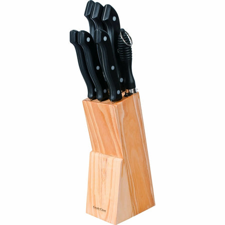 Set Ceppo Coltelli In Acciaio Inox Da Cucina 8 Pezzi Con Stand Portacoltelli In Legno