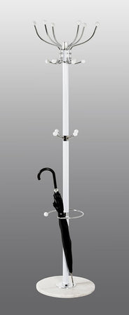 Attaccapanni Appendiabiti Da Terra Con 17 Ganci In Metallo Cromo Bianco Base In Marmo 175cm