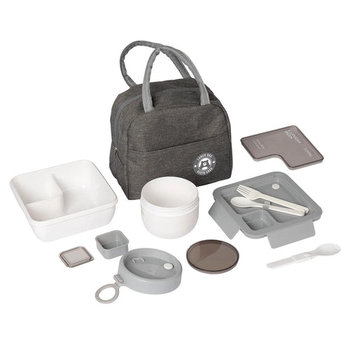 Set Lunch Box Con Borsa Termica Contenitori Posate 6pz Per Pranzo Ufficio Scuola Campeggi