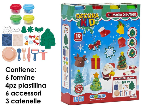 Kit Gioco Per Bambini +3 Anni Creativo A Tema Natalizio Con Plastilina 19 Accessori