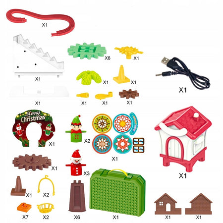Set Da Gioco Tavolo Educativo Per Bambini Sensoriale Interattivo Natalizio Con Valigetta