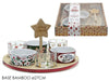 Set Antipastiera Natalizia Base Rotonda In Bamboo ø 27 Cm Con 6 Ciotole Assortite