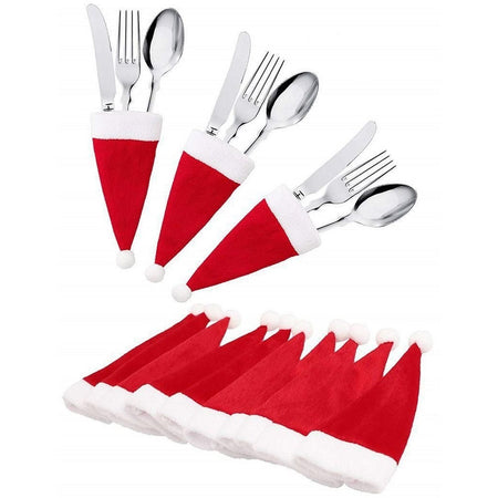 10pz Portaposate Forma Cappello Natale Per Decorazione Cucina Tavolo Bottiglia Vino Rosso
