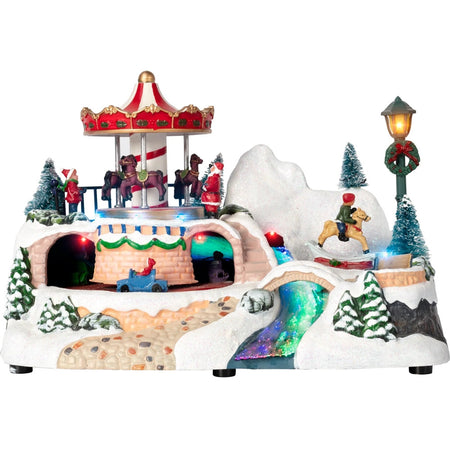 Giostrina Natalizia Il Parco Giochi Incantato H16,5 Cm Con Luci Suoni Movimento Addobbo