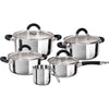 Set Batteria Di Pentole 9pz Per Induzione In Acciaio Triplo Strato Con Coperchi In Vetro
