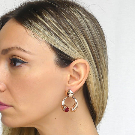 Boccadamo Orecchini Donna Pendenti Con Cristalli Corniola, Rubino e Zirconi