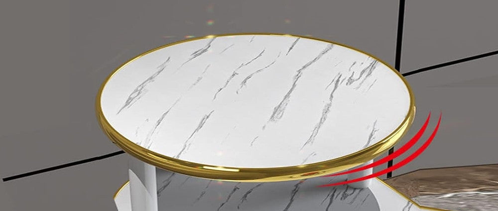 Scaffale Multistrato In Legno A 3 Livelli Tavolino In Marmo Con Ruote Per Camera Soggiorno