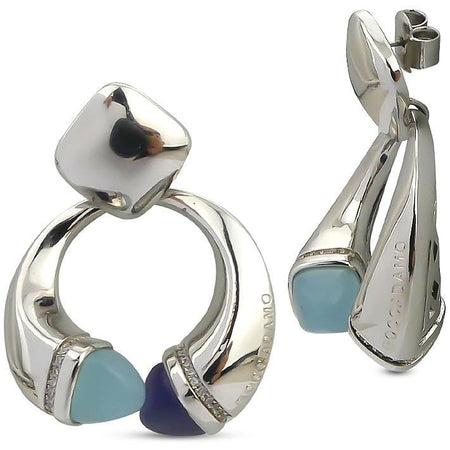 Boccadamo Orecchini Donna Pendenti Con Cristalli Aquamilk, Tanzanite e Zirconi