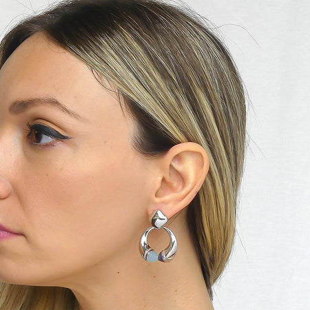 Boccadamo Orecchini Donna Pendenti Con Cristalli Aquamilk, Tanzanite e Zirconi