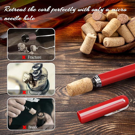 Apribottiglie A Pressione Aria Con Tagliacapsule Cavatappi A Pompa Regalo Amanti Vino Casa