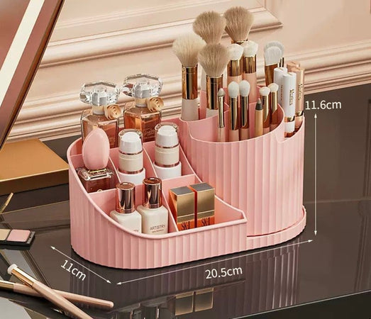 Organizzatore Per Trucco Cosmetici Rotante Con Portapennelli Multiscomparto Compatto