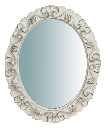 Biscottini Specchiera da parete verticale/orizzontale in legno finitura bianca anticata L28xPR2xH34 cm Made in Italy