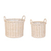 Ceste Randy in rattan finitura sbiancata da esterno set da 2