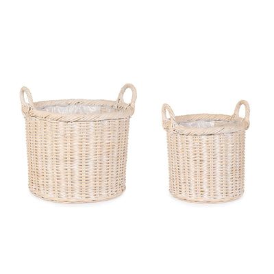 Ceste Randy in rattan finitura sbiancata da esterno set da 2