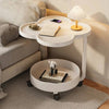 Tavolino Multifunzionale A 2 Livelli Con Ruote Bordo Rialzato Design Moderno Minimalista