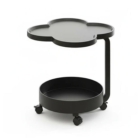 Tavolino Multifunzionale A 2 Livelli Con Ruote Bordo Rialzato Design Moderno Minimalista