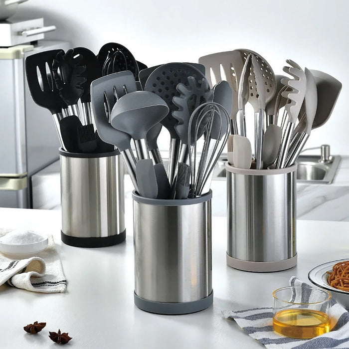 Set Di 2 Cucchiai Da Portata Grandi In Acciaio Inox 18/8, 25,4 Cm: Uno Forato E Uno Liscio, Eleganti E Robusti Per Buffet E Cene - 2