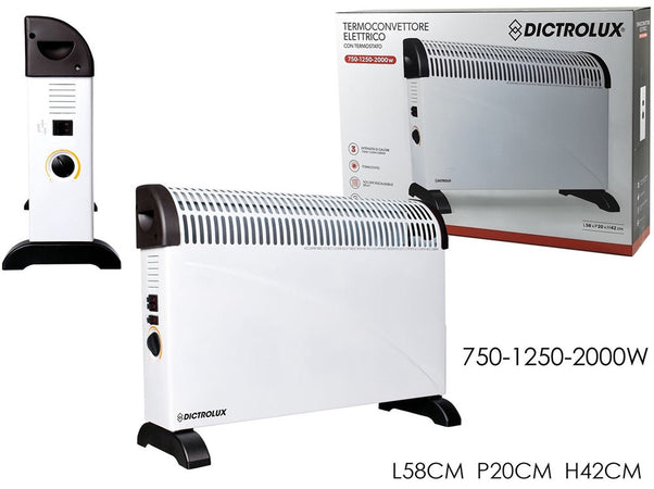 Termoconvettore Elettrico Con Termostato 3 Livelli Di Calore 750-1250-2000w Riscalda Casa