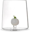 Bicchiere in vetro borosilicato trasparente con miniature decoro zucca biancaH&H