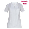 Casacca Donna Nicole Bianco Manica Corta Microfibra Zip Lunga Superleggera Casacca Parrucchiera Antistiro Antibatterica