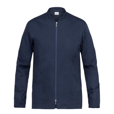 Casacca Uomo Gabriele Blu Manica Lunga Cotone Casacca Infermiere Zip Lunga