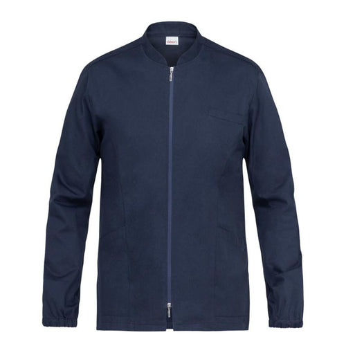 Casacca Uomo Gabriele Blu Manica Lunga Cotone Casacca Infermiere Zip Lunga
