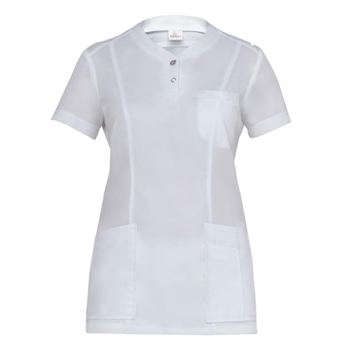 Casacca Chloe Bianco Casacca Donna Manica Corta Traspirante Antibatterico No Stiro