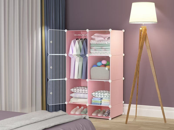 Armadio Modulare Mobiletto Appendiabiti Portaoggetti A Scomparti Portatile Con Scarpiera