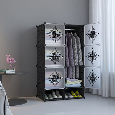 Armadio Modulare Mobiletto Appendiabiti Portaoggetti A Scomparti Portatile Con Scarpiera