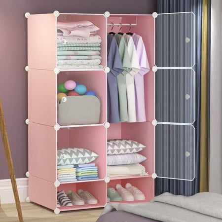 Armadio Modulare Mobiletto Appendiabiti Portaoggetti A Scomparti Portatile Con Scarpiera