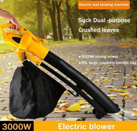 Aspiratore Per Foglie Da 3000w Elettrico 3 In 1 Soffiatore Con Sacco Raccolta Da 35 Litri