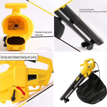 Aspiratore Per Foglie Da 3000w Elettrico 3 In 1 Soffiatore Con Sacco Raccolta Da 35 Litri