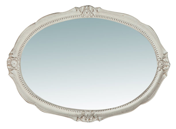 Biscottini Specchiera da parete verticale/orizzontale in legno finitura bianca anticata L37xPR3,5xH51 cm Made in Italy