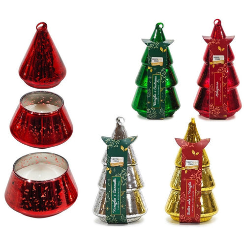 Candela Profumata A Forma Di Albero Di Natale Da 150gr Decorazione Natalizia H16,5xø8,5cm