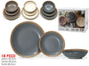 Set Servizio Di Piatti In Stoneware 18 Pz Da Tavola Design Classico Elegante Con Bordo