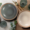 Set Servizio Di Piatti In Stoneware 18 Pz Da Tavola Design Classico Elegante Con Bordo