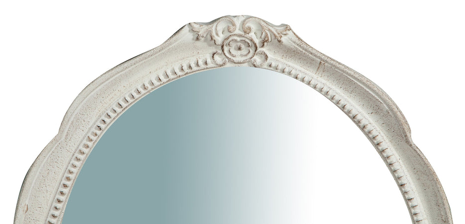 Biscottini Specchiera da parete verticale/orizzontale in legno finitura bianca anticata L37xPR3,5xH51 cm Made in Italy