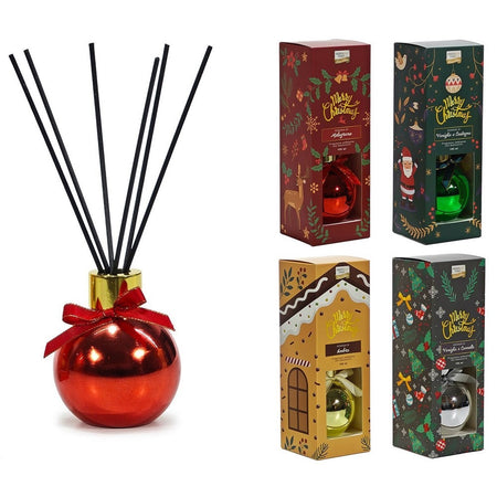 Diffusore Fragranza Per Ambienti Natalizia 100ml A Forma Di Palla Con Bastoncini 4 Colori