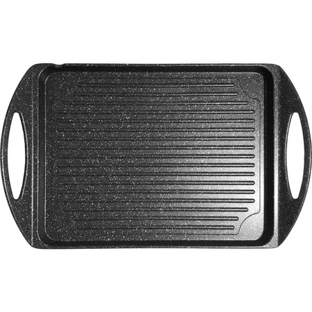 Piastra Grill Con 2 Manici Fondo A Induzione 2 Strati Antiaderenti Con Superficie Rigata