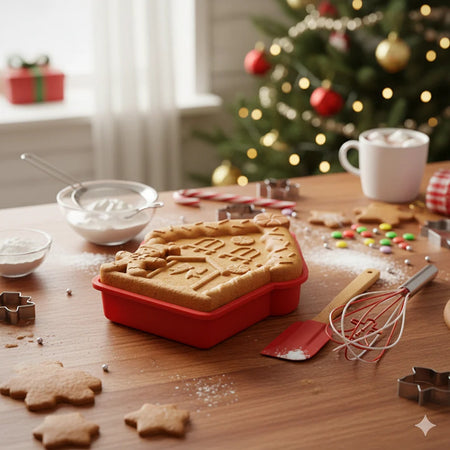 Set Pasticceria Natalizio Da 3 Pezzi Con Stampo In Silicone Frusta In Acciaio Spatola