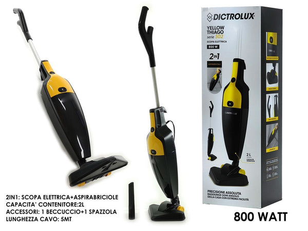 Scopa Elettrica Aspirabriciole 2 In 1 Serbatoio Da 2 Litri 800 Watt Sistema Anticaduta