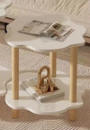 Tavolino Con 2 Ripiani A Forma Di Nuvola Gambe In Legno Elegante Portaoggetti Soggiorno