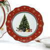 Servizio Di Piatti Natalizi Da 18pz In Porcellana Per Festività Design Ondulato Elegante