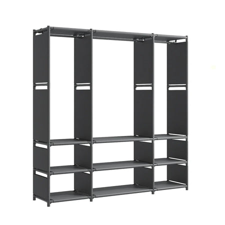 ARMADIO CON RIPIANI BARRA APPENDIABITI IN METALLO MULTIFUNZIONALE PER CAMERA INGRESSO CASA