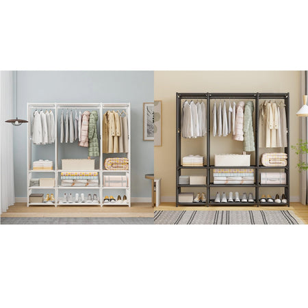 ARMADIO CON RIPIANI BARRA APPENDIABITI IN METALLO MULTIFUNZIONALE PER CAMERA INGRESSO CASA