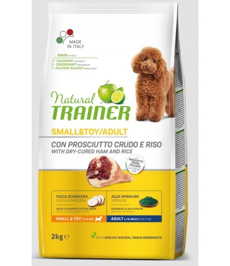 Natural Trainer Mantenimento mangime secco Cani Adult small & toy prosciutto crudo e riso