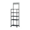 Carrello Portaoggetti A 5 Ripiani Scaffale Multiuso Con Ruote Ganci Per Cucina Bagno Nero